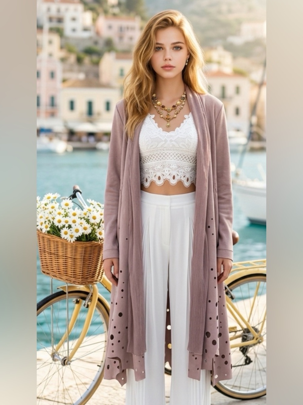 Talk of the Walk Mauve Blouse with Delicate Textured Yoke